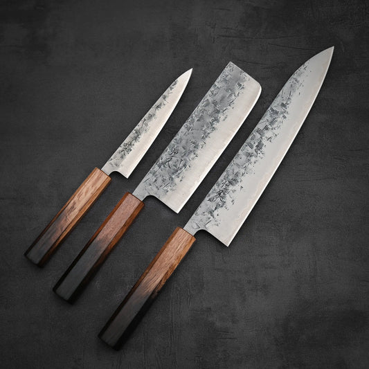 Tsunehisa nashiji SLD gyuto 240mm, nakiri 170mm and petty 140mm knife set