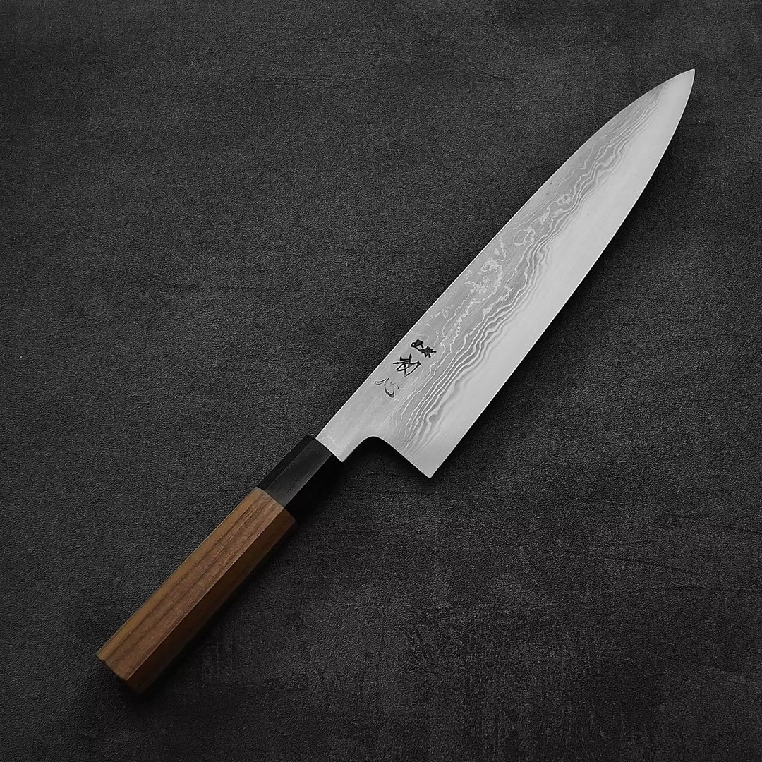 Hatsukokoro Komorebi damascus aogami#1 gyuto 240mm – Zahocho Knives Tokyo