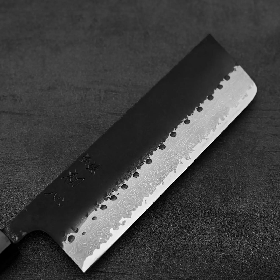 Hatsukokoro Shinkiro kurouchi damascus AS nakiri 165mm