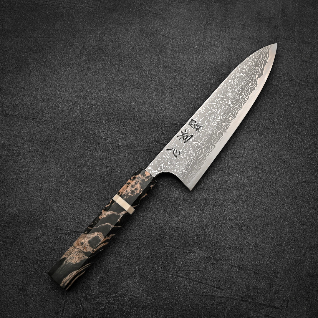 saikoro様 ナチュラル、オークル Hatsukokoro x Yauji damascus aogami#2 single bevel santoku 165mm