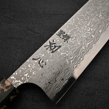 Hatsukokoro x Yauji damascus aogami#2 single bevel santoku 165mm