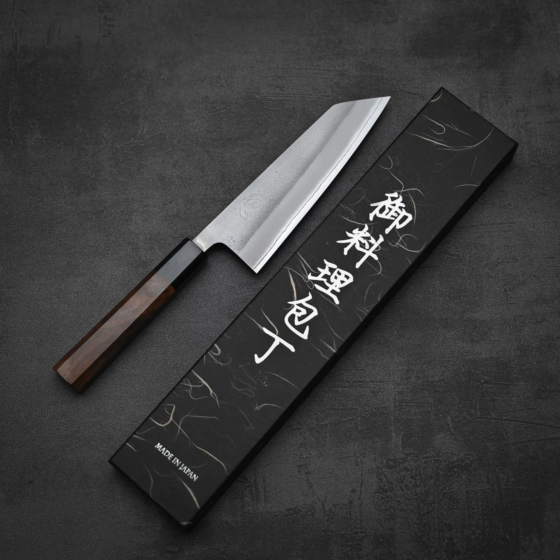 eshikoto 鮎　② Kumokage Blue #2 Kurouchi Damascus Honesuki 150mm