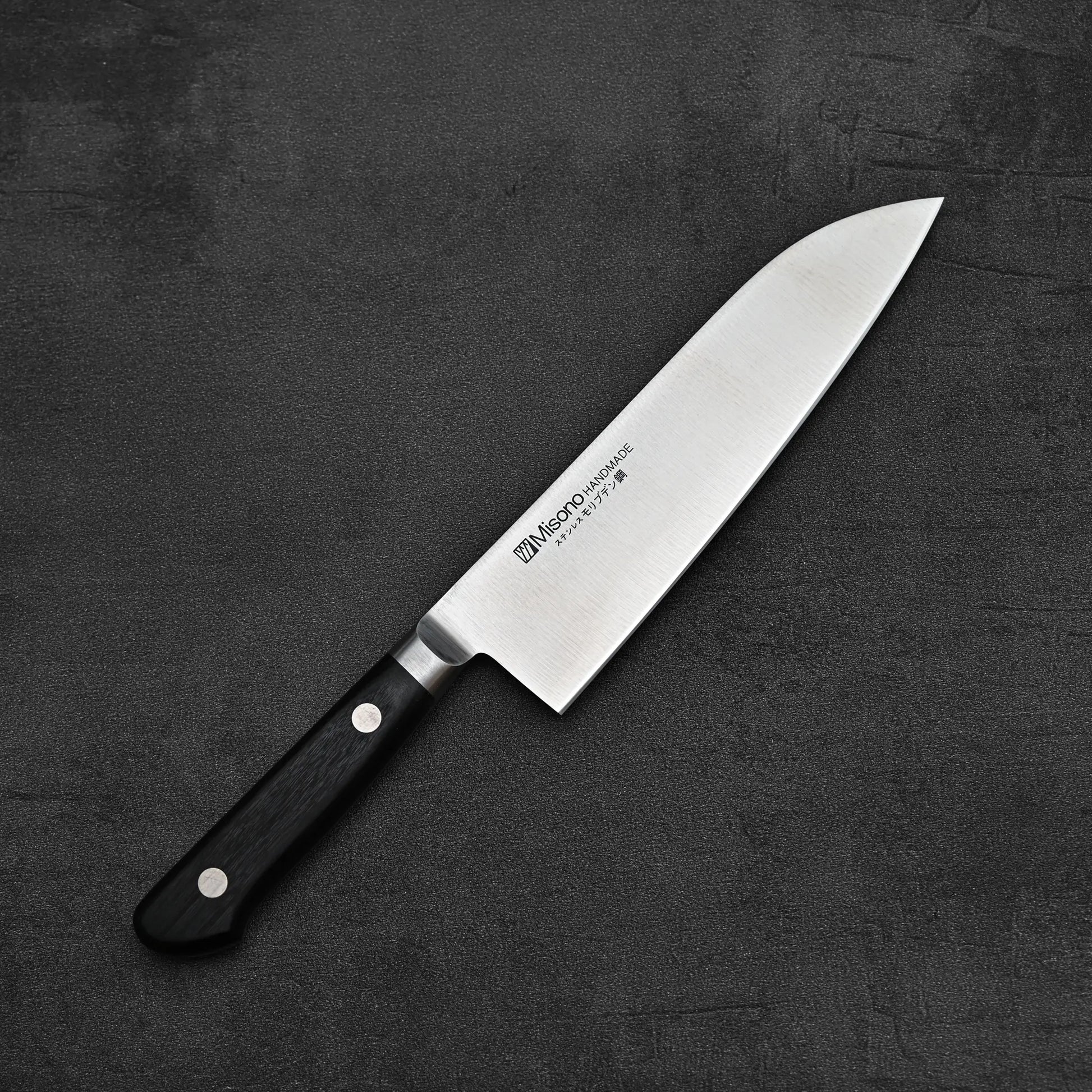 Top down view of Misono Molybdenum santoku knife 180mm