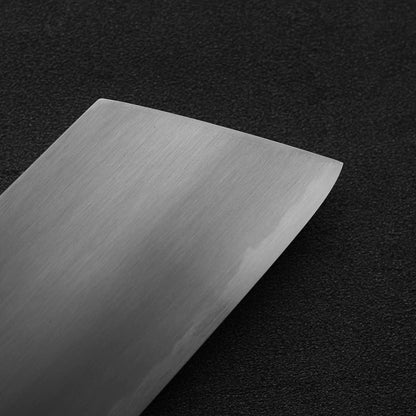 Close up of the tip area of Nakagawa bokashi shirogami#1 ktip nakiri knife