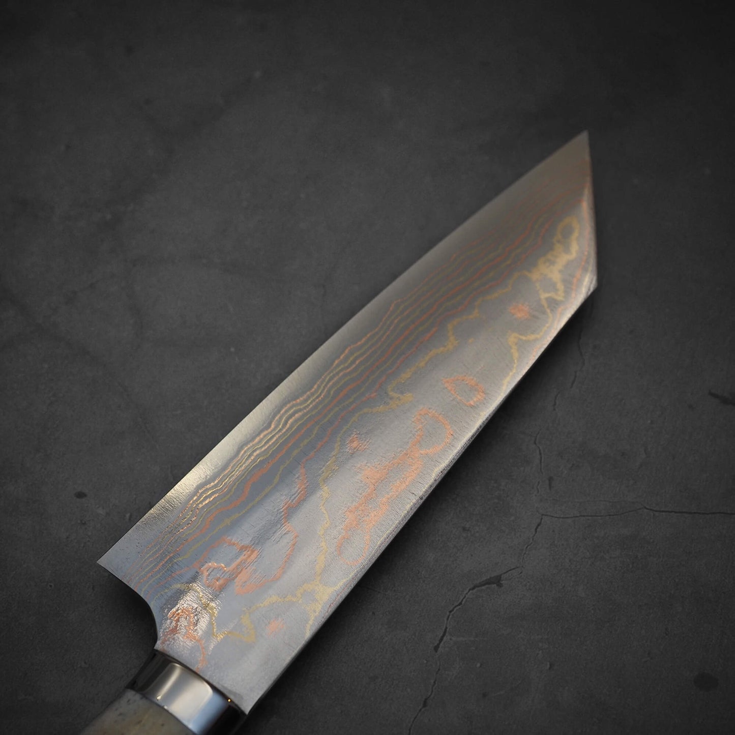 Takeshi Saji rainbow damascus aogami#2 bunka stag handle 180mm