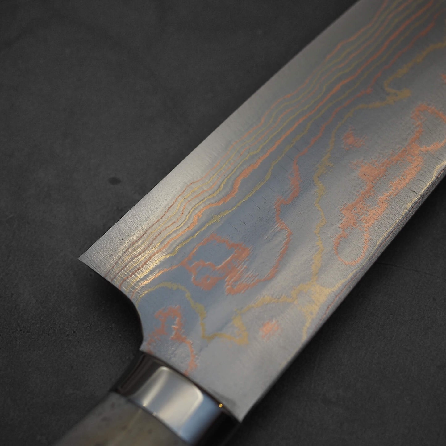 Takeshi Saji rainbow damascus aogami#2 bunka stag handle 180mm