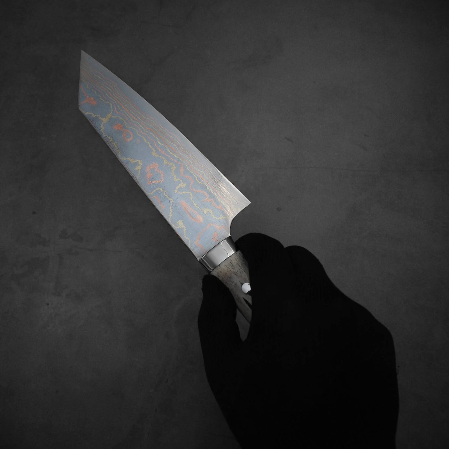 Takeshi Saji rainbow damascus aogami#2 bunka stag handle 180mm