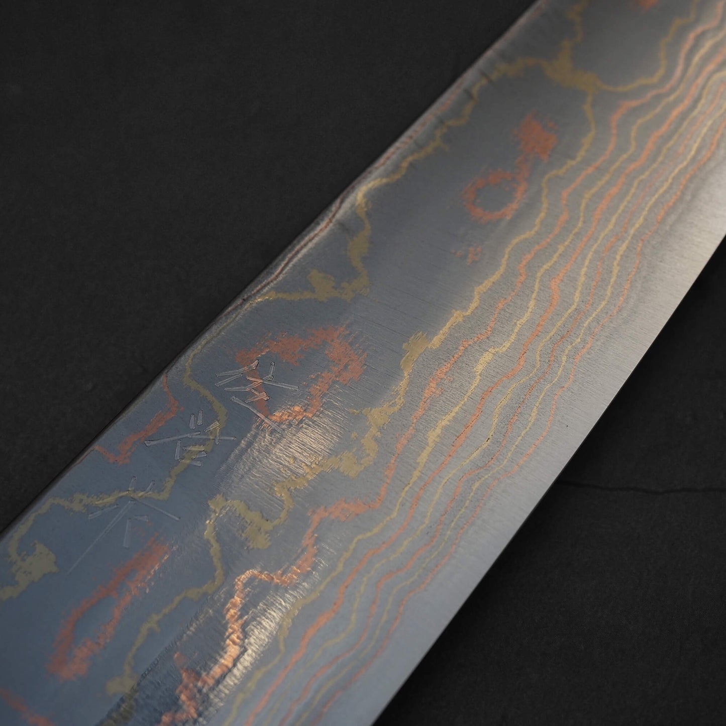 Takeshi Saji rainbow damascus aogami#2 bunka stag handle 180mm