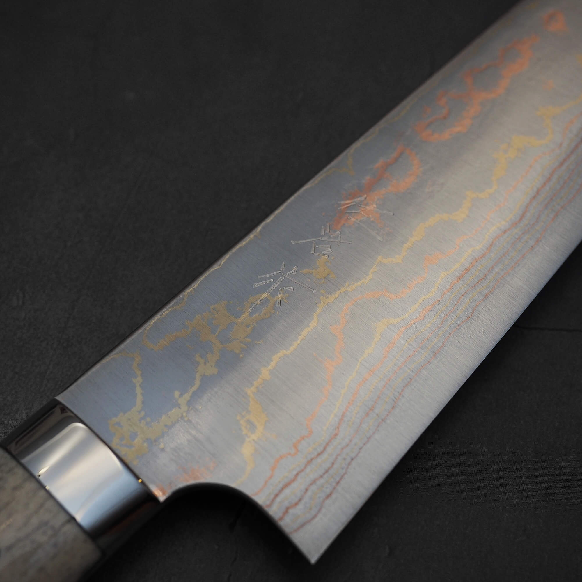 Takeshi Saji rainbow damascus aogami#2 gyuto stag handle 210mm