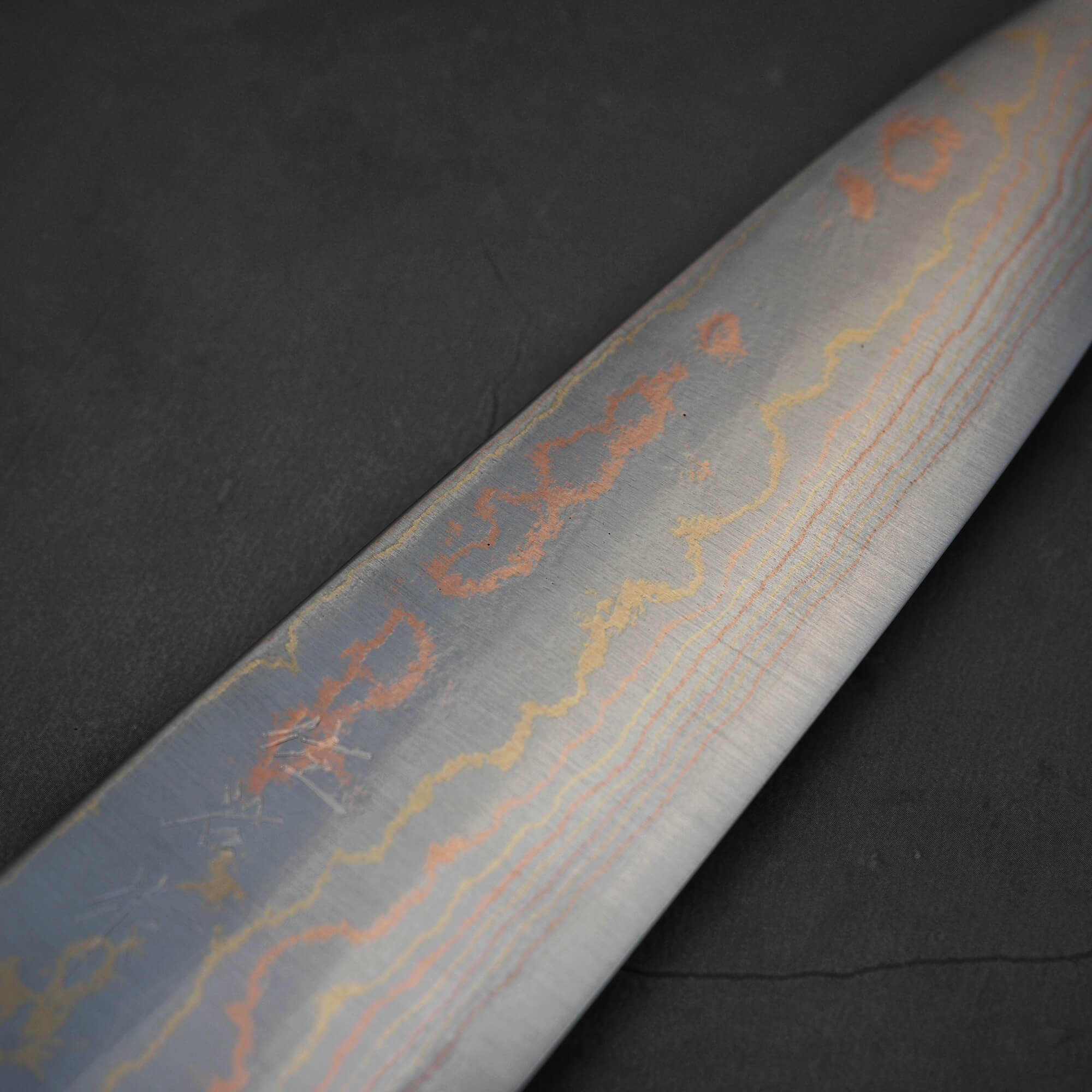 Takeshi Saji rainbow damascus aogami#2 gyuto stag handle 210mm
