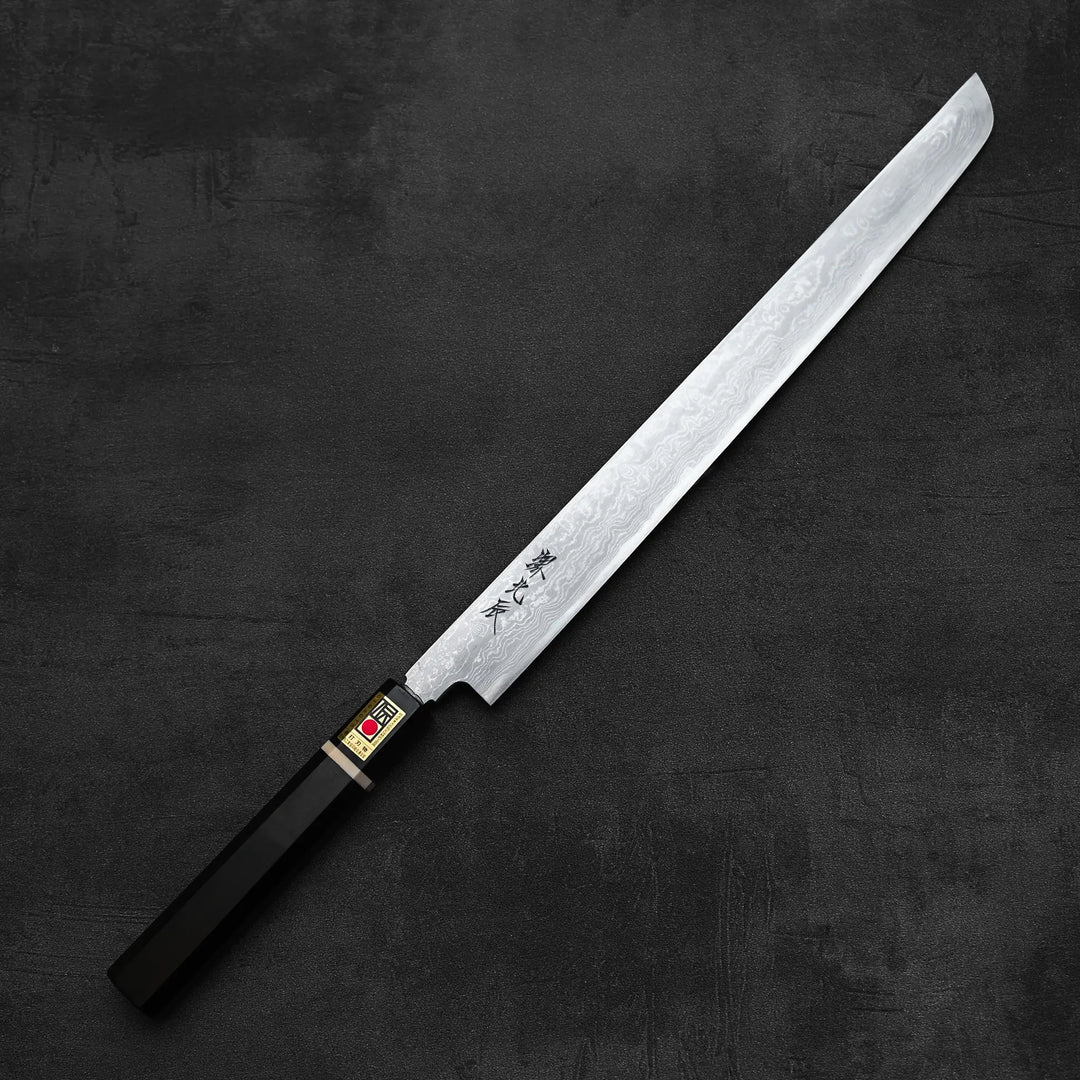 Yoshikazu Ikeda aogami#1 damascus sakimaru sujihiki 330mm