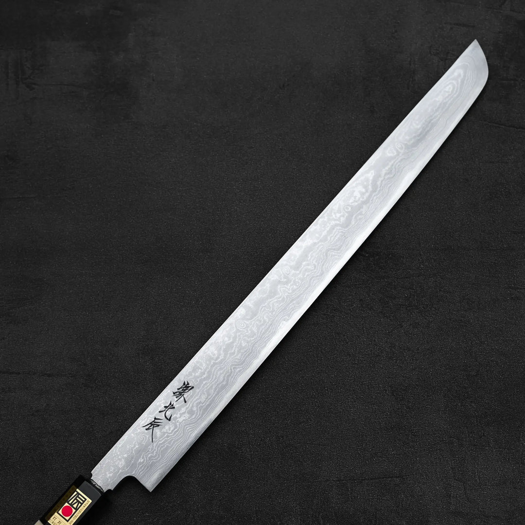 Yoshikazu Ikeda aogami#1 damascus sakimaru sujihiki 330mm