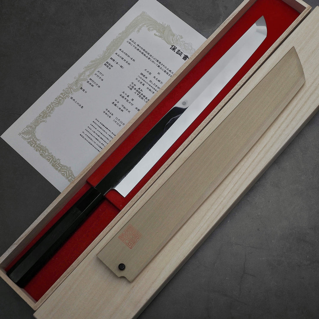 Yoshikazu Ikeda shirogami#1 honyaki sakimaru takohiki 330mm – Zahocho  Knives Tokyo