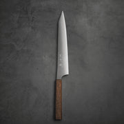 Top view of Yu Kurosaki HAP40 Gekko kiritsuke sujihiki 270mm in vertical position