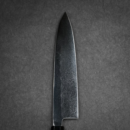 240mm Kenji Togashi honyaki aogami#1 gyuto knife primary view showing banding 