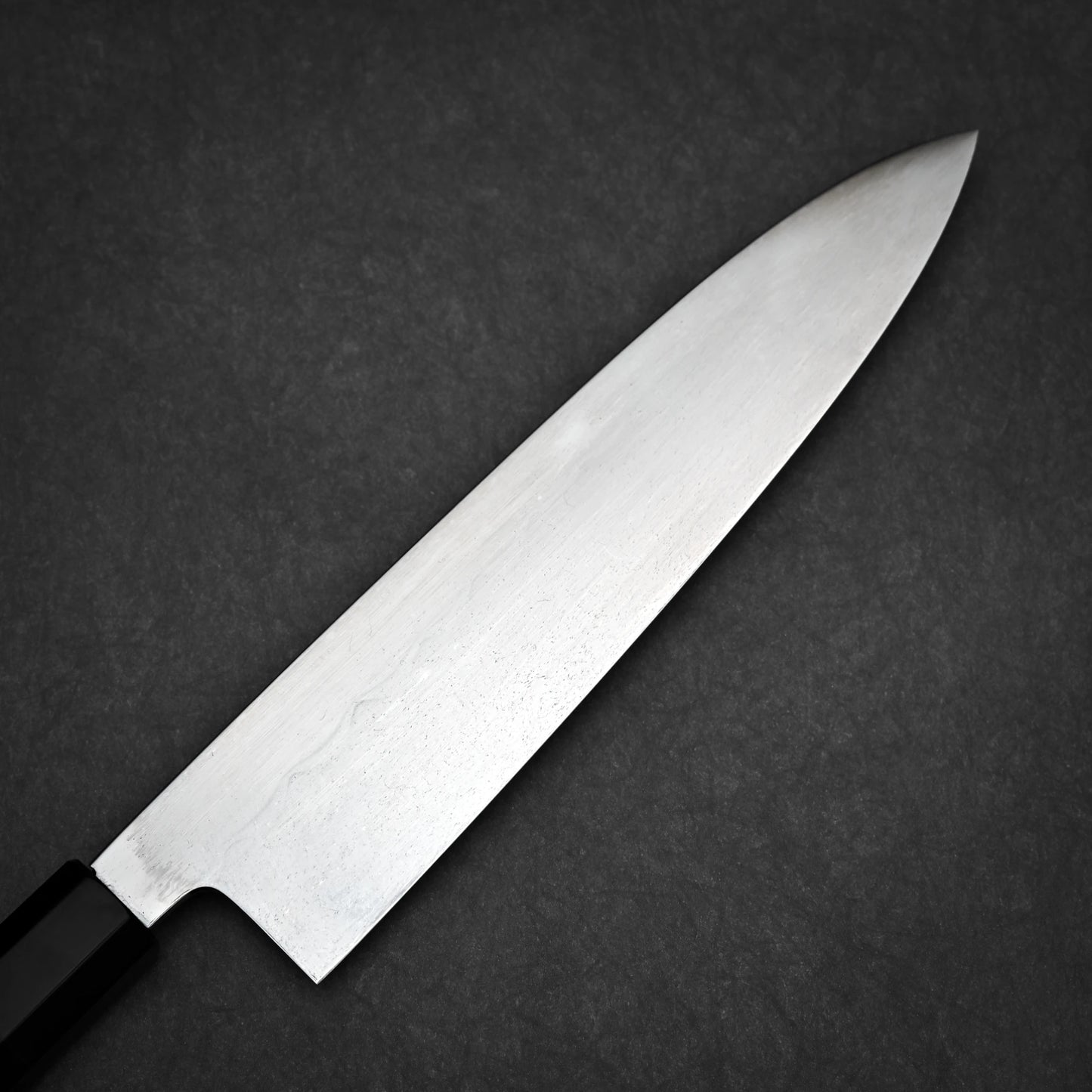 240mm Kenji Togashi honyaki aogami#1 gyuto knife showing full mirror finish