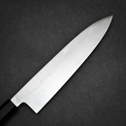 240mm Kenji Togashi honyaki aogami#1 gyuto knife showing full mirror finish