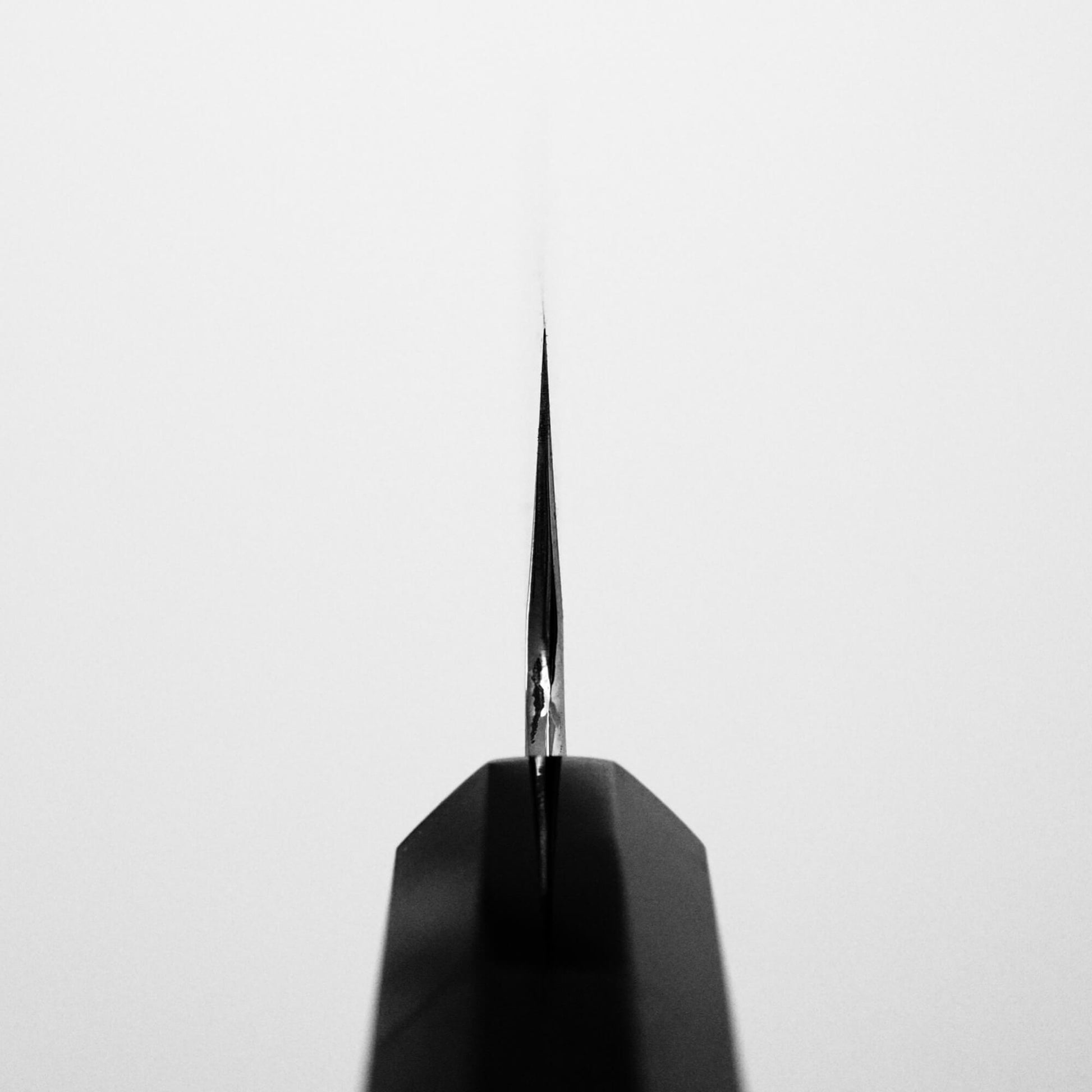 Choil shot of Hatsukokoro Nakagawa ginsan kiritsuke gyuto knife