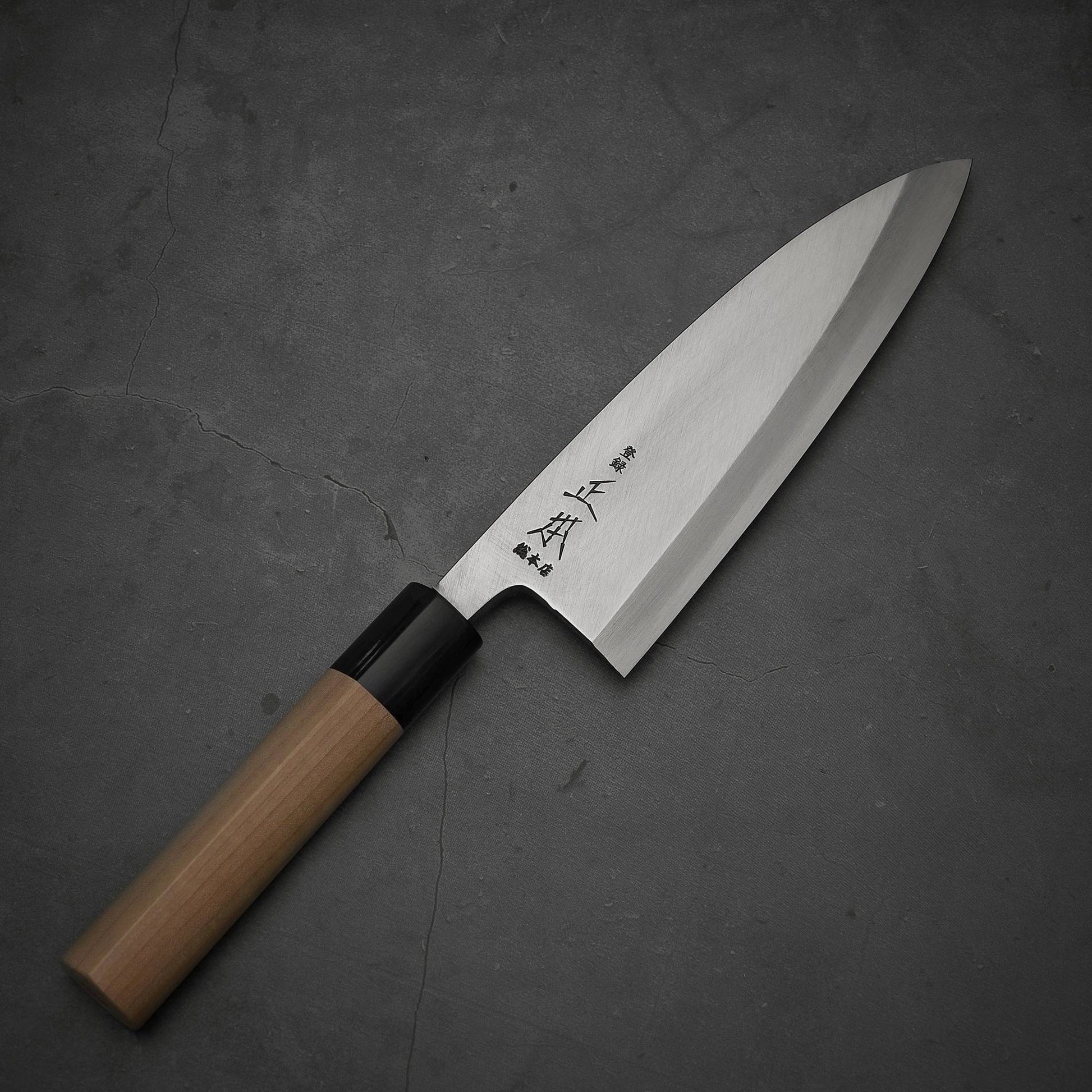 Top view of Masamoto KS shirogami#2 deba knife
