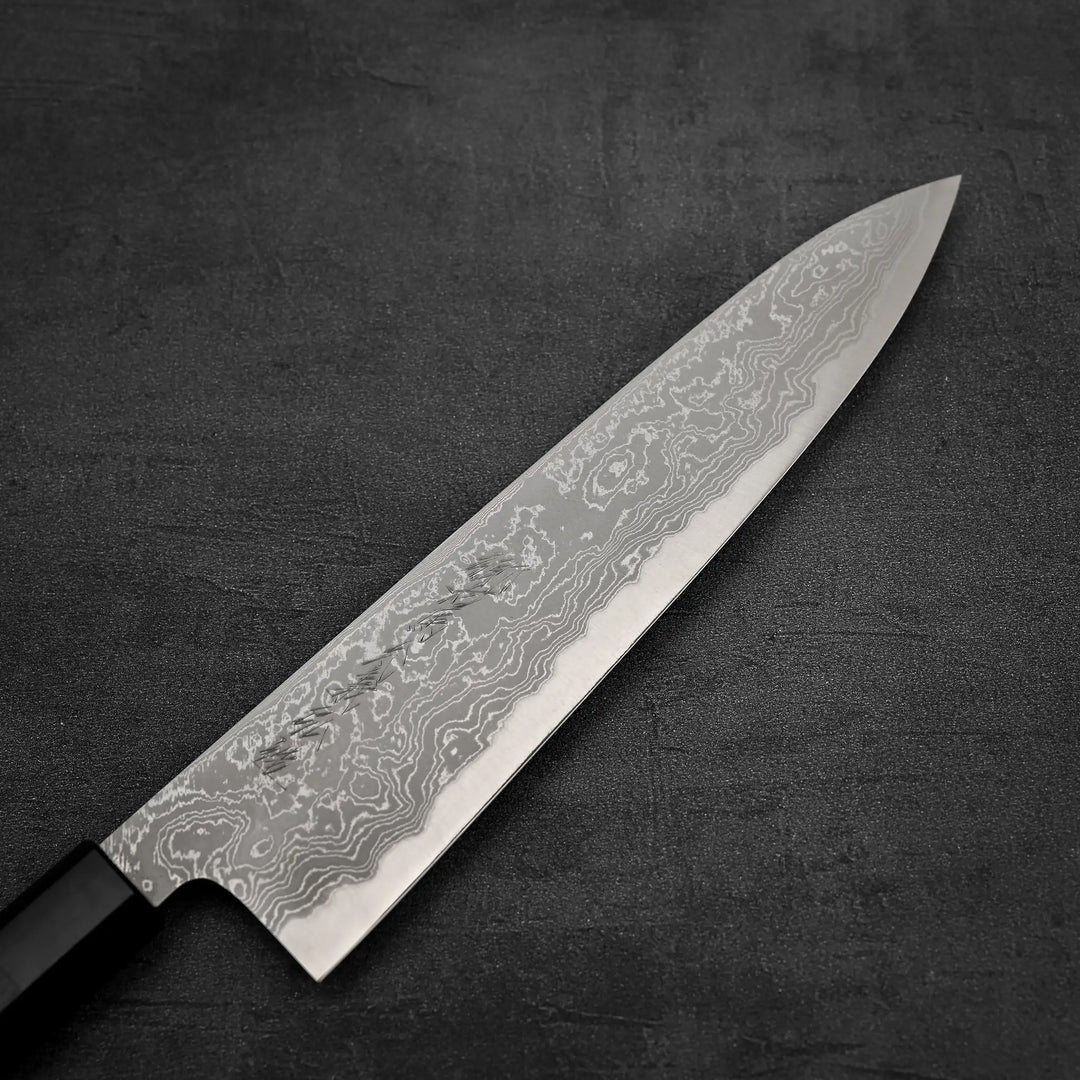 キューシュータナカ Yoshikazu Tanaka shirogami#1 damascus gyuto 240mm – Zahocho Knives