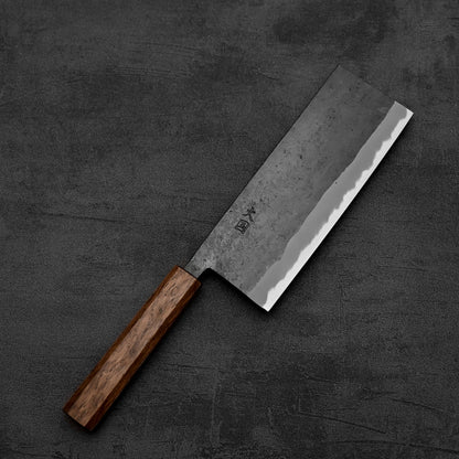 Top view of Hinokuni kurouchi shirogami#1 chuka bocho knife