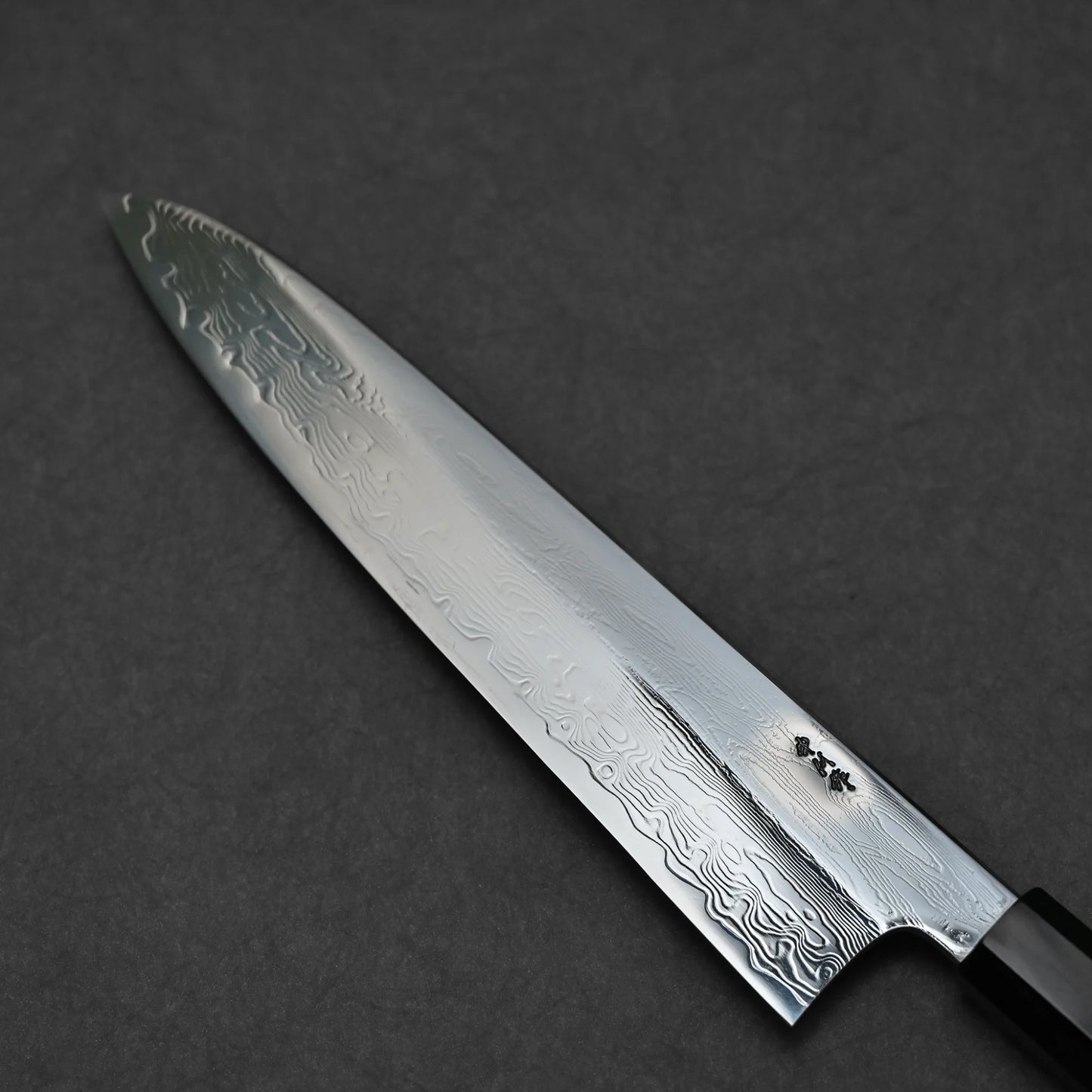 240mm Nakagawa SPG STRIX damascus gyuto knife left side view