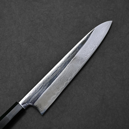 240mm Nakagawa SPG STRIX damascus gyuto knife showing ride side view