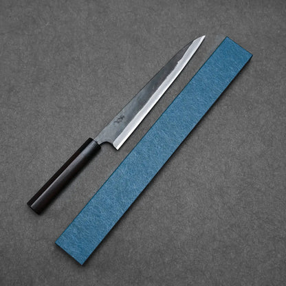 Full profile view of the Ohishi blue#1 slicer with its box