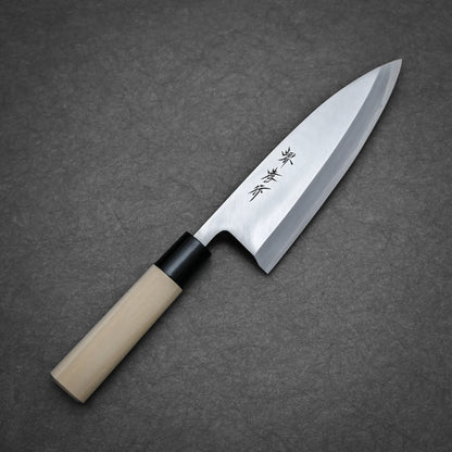 165mm Sakai Takayuki shirogami #3 deba knife showing full blade profile