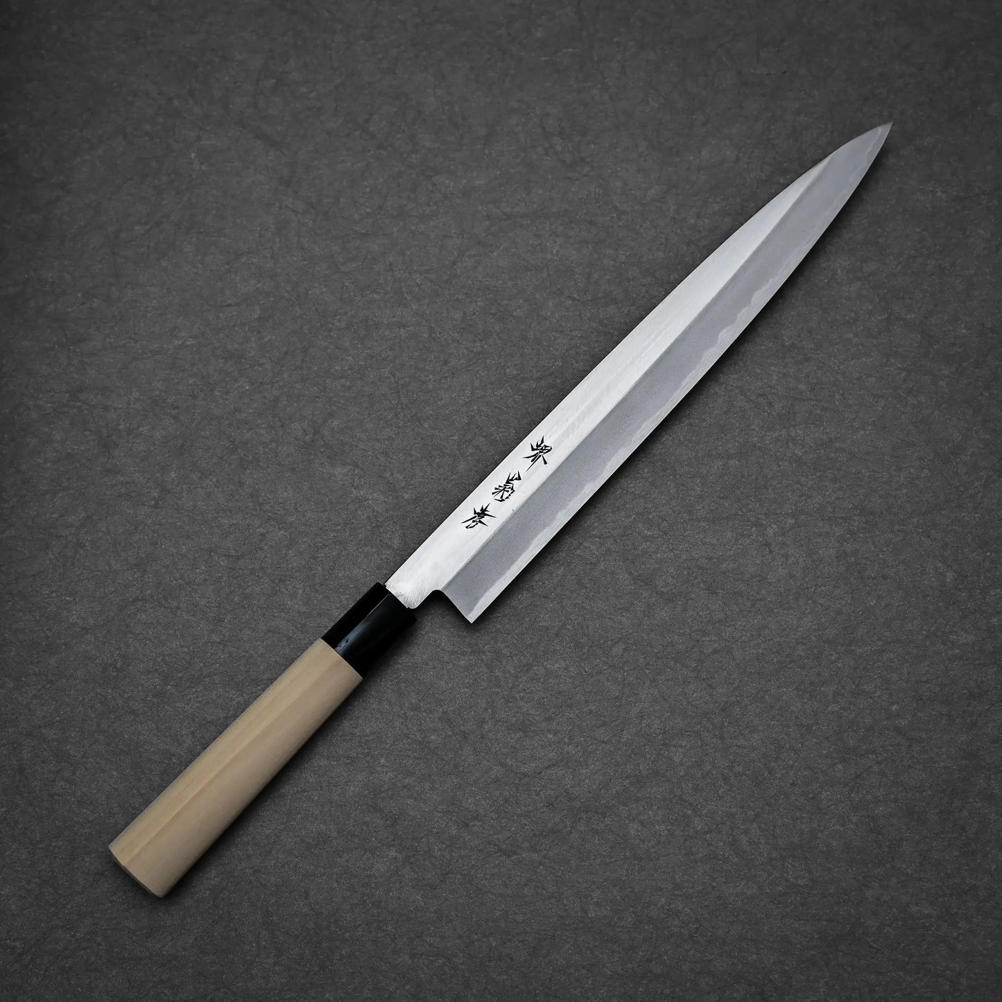 270mm Sakai Takayuki shirogami #3 yanagiba knife showing full profile view