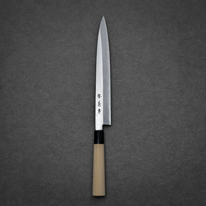 270mm Sakai Takayuki shirogami #3 yanagiba knife showing complete blade profile