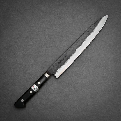 240mm Teruyasu Fujiwara Denka sujihiki knife showing full profile view