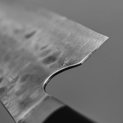 Close-up shot of the choil of 165mm Teruyasu Fujiwara knife Maboroshi shirogami#1 nakiri