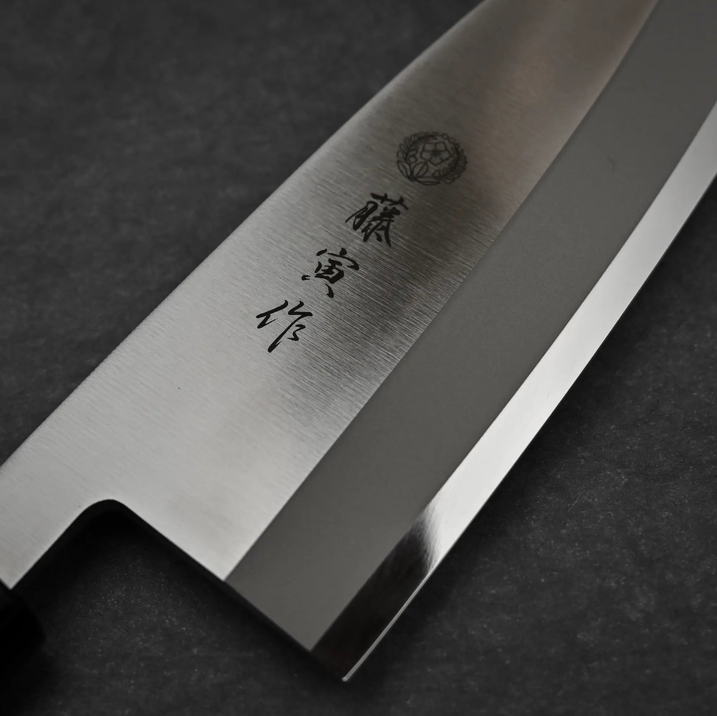 Close up view of 165mm Tojiro MV deba knife right side 