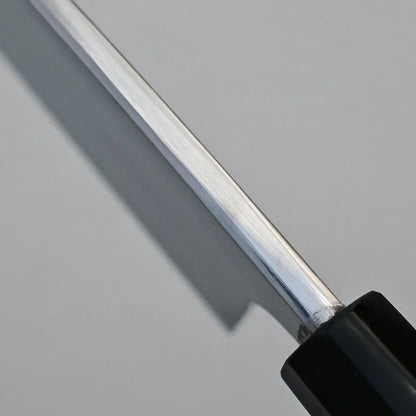 Close-up shot of the spine of Tsunehisa knife ginsan 180mm deba