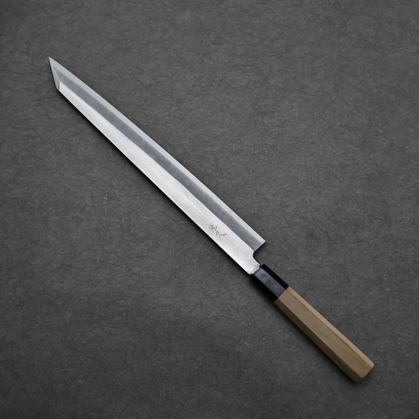 Tsunehisa knife ginsan 300mm kiritsuke yanagiba showing blade from tip to handle