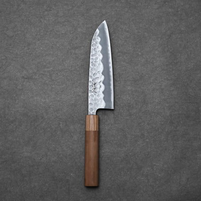 170mm Tsunehisa knife tsuchime shirogami#2 santoku displaying complete blade silhouette 