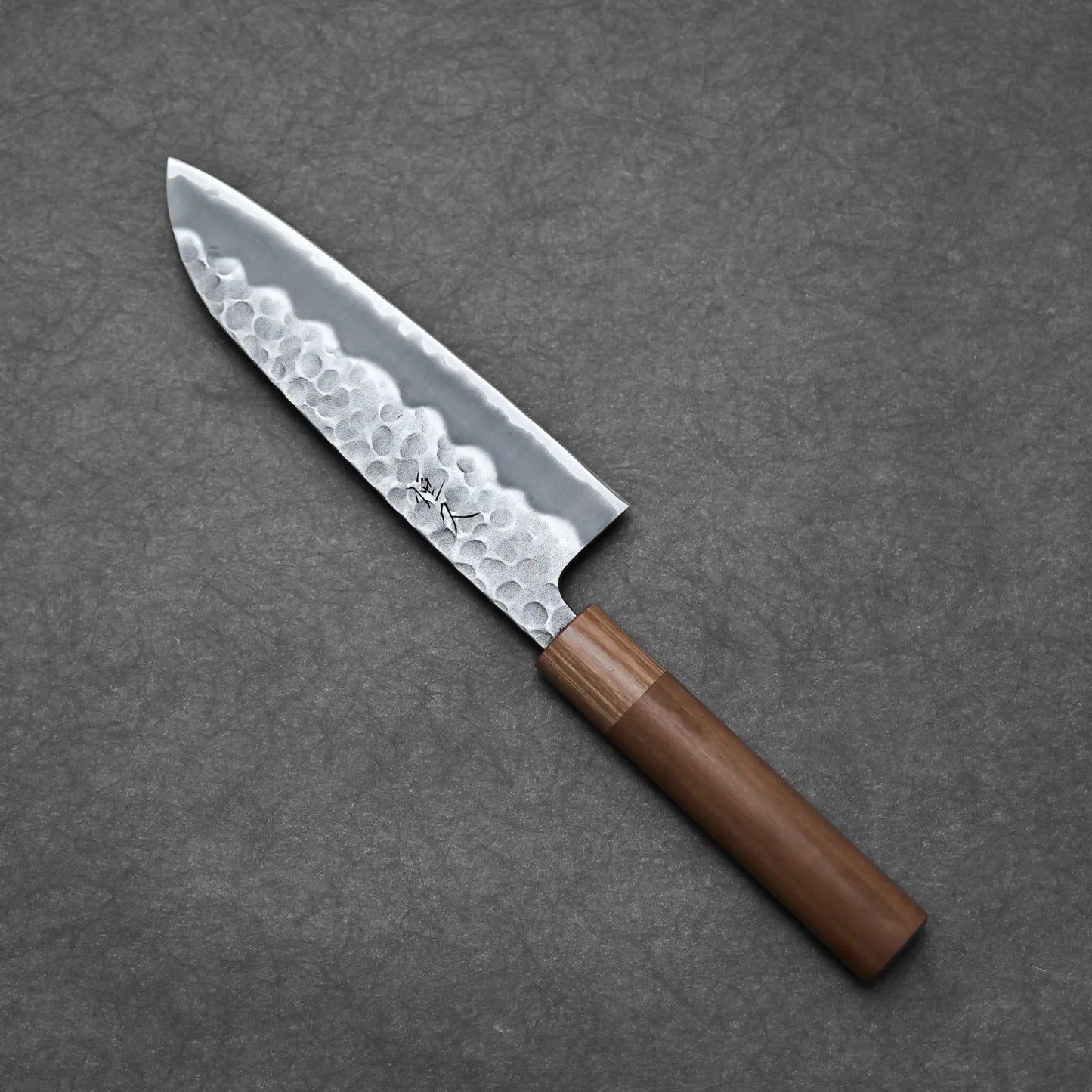 170mm Tsunehisa knife tsuchime shirogami#2 santoku showing entire blade length