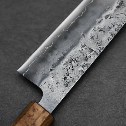 Close-up shot of the left side of 210mm Tsunehisa knife nashiji SLD kiritsuke gyuto