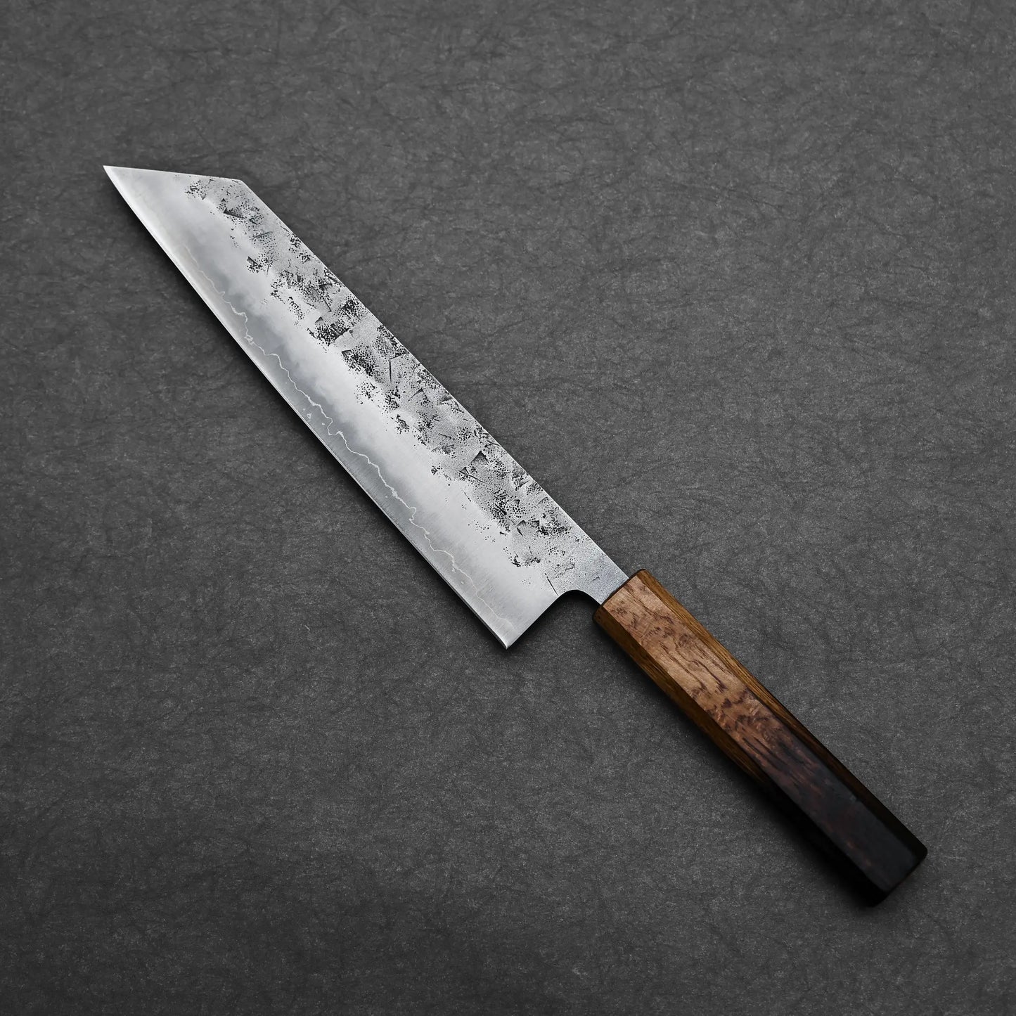 210mm Tsunehisa knife nashiji SLD kiritsuke gyuto showing blade from tip to handle 