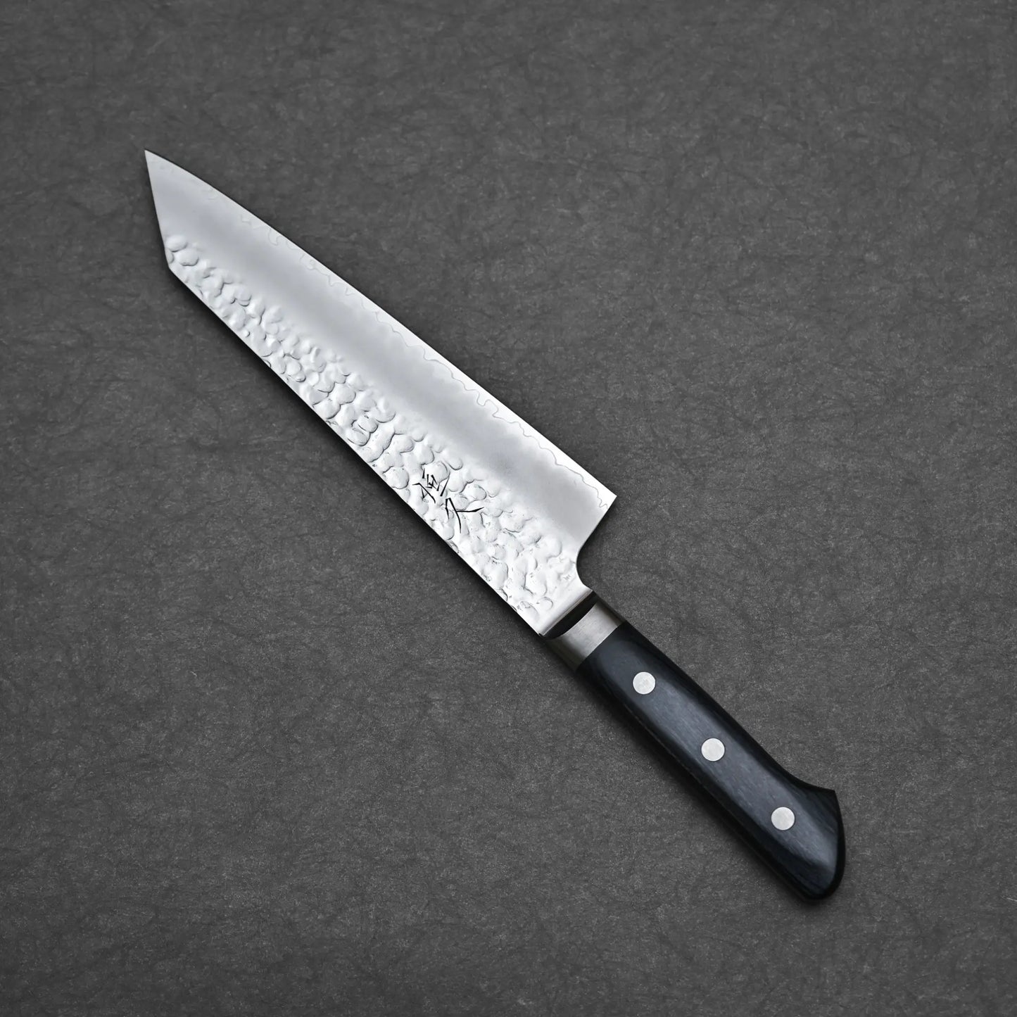 195mm Tsunehisa knife tsuchime AUS10 kiritsuke santoku presenting full blade outline