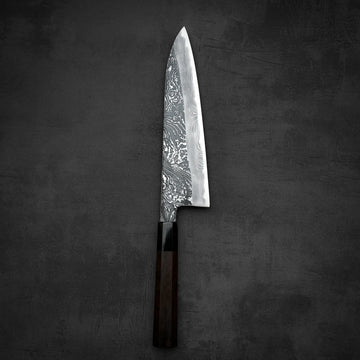 Yoshihide Masuda shirogami#2 kurouchi damascus tall gyuto 220mm