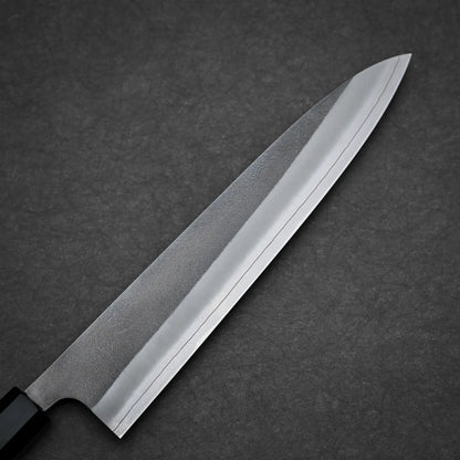 240mm Hatsukokoro x Yoshikane nashiji SKD gyuto knife right side view showing nashiji finish 