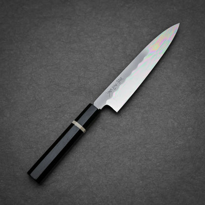 150mm Yoshikazu Ikeda shirogami#3 petty knife showing full profile view