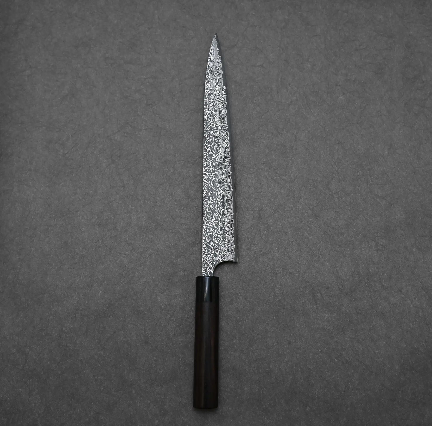 270mm Yoshimi Kato knife damascus VG10 sujihiki primary side view