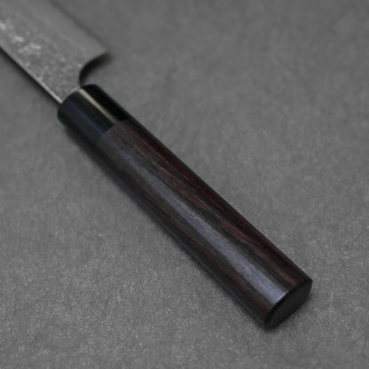 Close-up shot of the handle of 270mm Yoshimi Kato knife damascus VG10 sujihiki