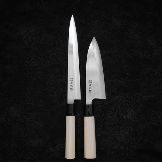 Masahiro 240mm yanagiba + Masahiro 170mm deba (combo deal) - Zahocho Japanese Knives