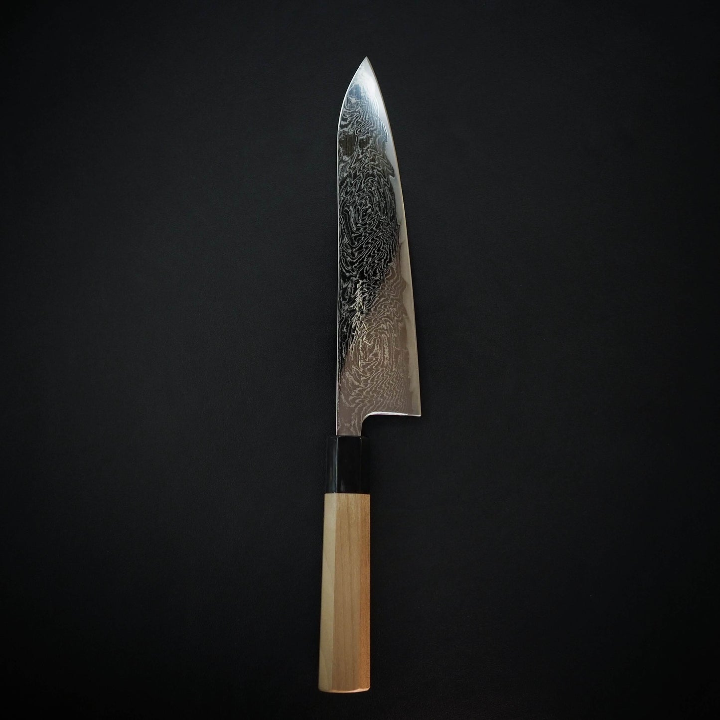 Yoshihiro AUS10 damascus nami gyuto 210mm (with saya) - Zahocho Japanese Knives