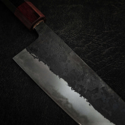 Nagaoke kurouchi shirogami #1 bunka 170mm (stainless clad) - Zahocho Japanese Knives