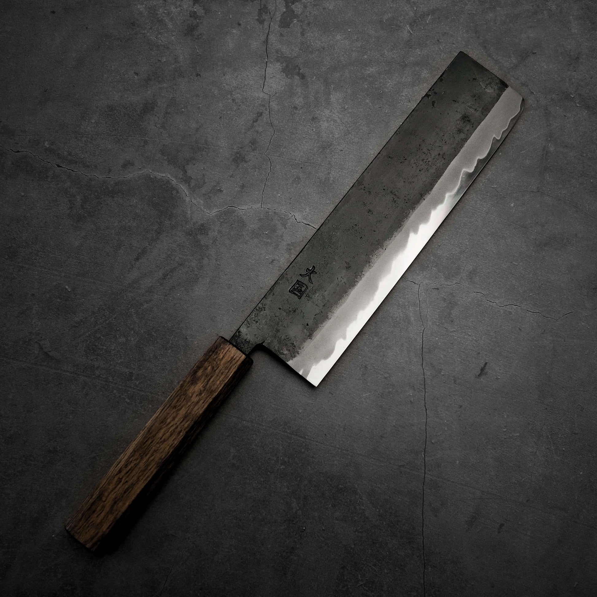 Hinokuni kurouchi shirogami#1 nakiri 210mm - Zahocho Japanese Knives